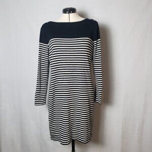 Lauren Ralph Lauren BL Zakaree Cotton Striped Boat Neck Knee Length Dress 1X